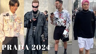 PRADA MENSWEAR FALLWINTER 2024  ITALIAN STREET STYLE IN MILAN FASHION WEEK [upl. by Ahsas]