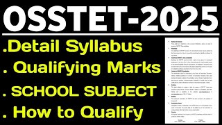 OSSTET2025 Detail Syllabus Qualifying Marks School Subject How to Qualify  MASTER BRAIN IQ [upl. by Ecirtnom]