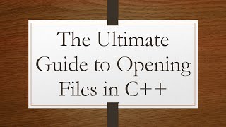 The Ultimate Guide to Opening Files in C [upl. by Ialocin825]