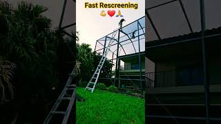 Replacing screens in 2story pool cages with Fast Rescreening [upl. by Tuck]