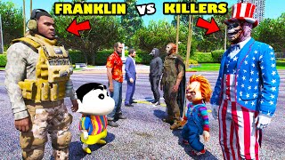 Franklin Fight The MOST WANTED KILLERS In GTA 5  SHINCHAN and CHOP [upl. by Ainadi]