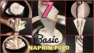 7 Napkin Folding  Restaurant style  How to fold napkins  Quick K Kitchen [upl. by Fi]