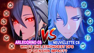 Arlecchino C6 vs Neuvillette C6 DPS Showdown  Single Target amp Super AOE  Whos the Strongest DPS [upl. by Haelahk]