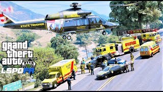 GTA 5 LSPDFR Maryland State Police Aw139 Helicopter Medevacs Severe Car Accident Victim [upl. by Eissim]