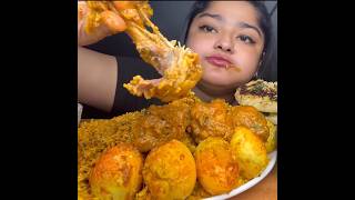 ASMR EATING SPICY CHICKEN CURRY🔥 EGG BRIYANI  shorts mukbangnasmreating mukbangasmr asmr [upl. by Otrebogir]