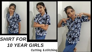 Simple Shirt cutting and stitching  Shirt for 10 year Girls [upl. by Aihsenad495]