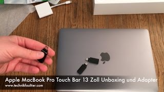 Apple MacBook Pro Touch Bar 13 Zoll Unboxing und Adapter [upl. by Allebram]