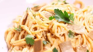 Die AUTHENTISCHSTE vegane Carbonara 😲🍝 Cremige Cashew Spaghetti Carbonara mit Räuchergeschmack [upl. by Baler]