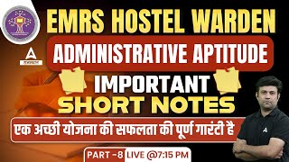 EMRS Hostel Warden Administrative Aptitude Important Short Notes by Yashvardhan Sir 8 [upl. by Felicdad792]