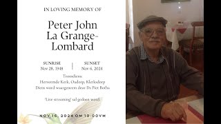 IN LOVING MEMORY OF Peter John La GrangeLombard [upl. by Liman]