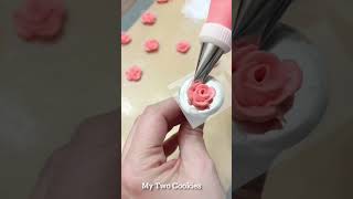 How to pipe a royal icing rose in real time  My Two Cookies [upl. by Fiertz545]