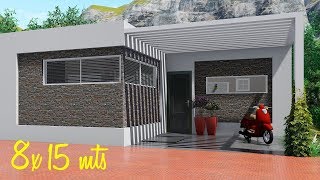 Plano de casa de 8x15 metros con cocina abierta [upl. by Nylasej]