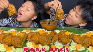 oksa makhong 🐖🥩Pork leg curry porkleg pork porklegmukbang twinsmukbang [upl. by Arocat498]