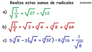 Suma y resta de radicales nivel avanzado [upl. by Croner123]