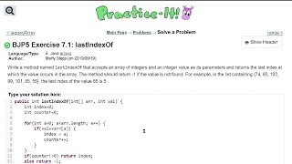 Java Practice It  Exercise 71 lastIndexOf  arrays array basics [upl. by Eyeleen]