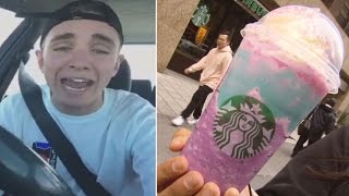 Starbucks Barista Flips Out Over Creating HypedUp Unicorn Frappuccinos [upl. by Atisusej380]