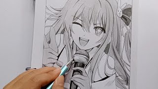 Cara Menggambar Anime Step by Step  Menggambar Ai Hoshino dari Oshi no ko [upl. by Dryfoos889]