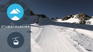 Schaufeljoch gondola  Stubai Glacier Austria  Piste View [upl. by Mcadams]