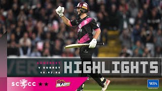 HIGHLIGHTS Somerset chase down 182 against Surrey in the Vitality Blast [upl. by Asare]