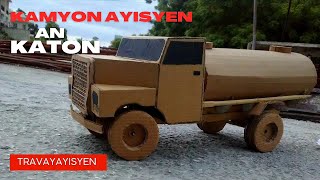 Yon jèn AYISYEN fè yon kamyon fasil  Yon jèn ayisyen  Yon jèn  how to make cardboard [upl. by Arst319]