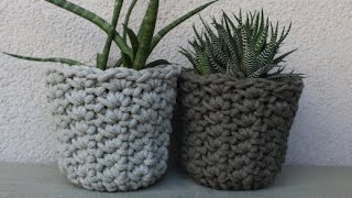 osłonka na doniczkę mały koszyk ze sznurka flower pot cover [upl. by Gabbey]