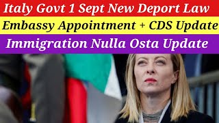 Italy Immigration Embassy Appointment  Nulla Osta  Carta Di Soggiorno  1 Sept New Deportation Law [upl. by Sayres422]