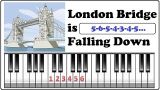 London Bridge is Falling Down  Playing Music By Numbers Piano Lesson [upl. by Sarge811]