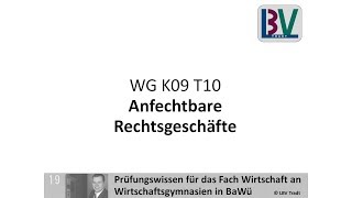 Anfechtbare Rechtsgeschäfte Irrtum Täuschung Drohung VBRW LBV Tradt WG K09 T10 [upl. by Ahsyia25]