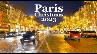 Paris New year 2024  HDR walk in Paris Champs Elysées  Christmas walk in Paris  4K HDR 60 fps [upl. by Ahsiryt]