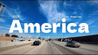 Pt2 Los Angeles Airport to Downtown  America Daily Drive  The sound of driving  Highway Driving [upl. by Skiest]