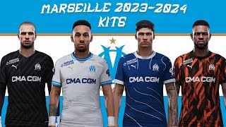 Olympique Marseille New Season Kits 20232024 PES2021 Sider olympiquedemarseille pes2021kits [upl. by Lahsiv816]