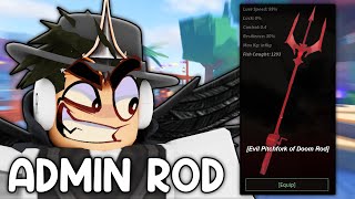 Using the ADMIN ONLY Evil Pitchfork of Doom Rod in Fisch Roblox Fisch [upl. by Airal935]