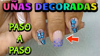 UÑAS SEMIPERMANENTES DECORADAS PASO A PASO [upl. by Anaeed]