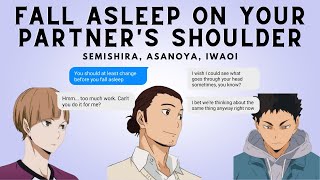 Fall Asleep On Your Partners Shoulder  Boyfriend challenge part 13  SemiShira AsaNoya IwaOi [upl. by Ultima]