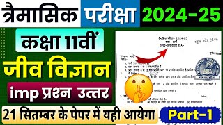 Class 11th Biology Trimasik Pariksha Real Paper😍 202425  Important Question Answer  Mp Board🔥 [upl. by Ymerej600]