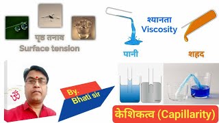 पृष्ठ तनाव Surface tensionश्यानता Viscosityकेशनली अथवा केशिकत्वCapillarity in hindi [upl. by Eatnwahs]