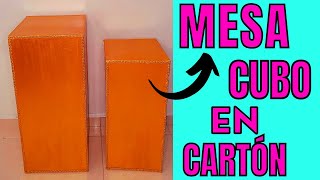 MESA CUBO EN CARTÓNDECORACIÓN CON CILINDROSFACILDIY [upl. by Anavahs]