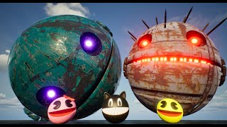 robot pacman vs scary pacman vs cartoon cat vs lava monster pacman vs mspac man vs giant pacman v88 [upl. by Solnit74]