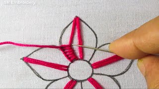 Modern Hand Embroidery Very Easy Fancy Embroidery Design Flower Stitch Technique For Tutorial [upl. by Glialentn]