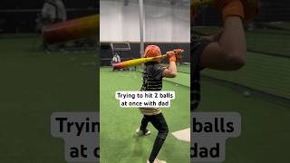 Trying to hit two baseballs at once with coach dad mlb baseball baseballszn sports [upl. by Aryl]