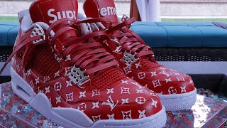 HOW TO Supreme X Louis Vuitton Custom Shoe Tutorial DIY [upl. by Nyrahtak373]