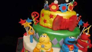 Topsy turvy Sesame Street fondant Birthday cake [upl. by Brady]