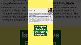 Is adaptive Radiation convergent or divergentAdaptive Radiation 12thneet2025 ncert bio [upl. by Eedna]