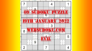 09 Sudoku Puzzle WebSudoku Evil 20220119 [upl. by Ylla]