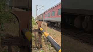 Honking visakha express passing sarkantra label crossing at highspeedviralvideo viralvodeoslike [upl. by Yeldnarb]