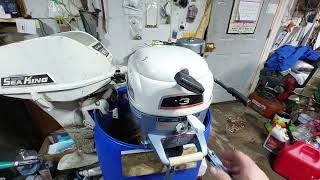 65 Evinrude 3hp Folding Suitcase Motor after repairs vintage aomci omc lakelife saginawbay [upl. by Trevah]