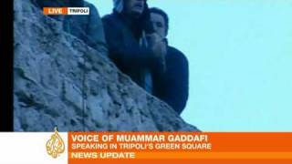 Gaddafi addresses Tripoli crowd [upl. by Nosnarb]