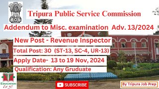 Revenue Inspector Revenue Department II Election Insp TPSC II Addendum to Adv 132023 II New job [upl. by Garrek612]