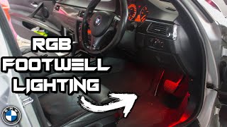 How to Install BMW Footwell Lights RGB LED  BMW E90 [upl. by Wanids]