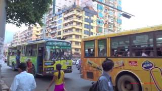 巴士在陽朔 Buses in Yangon Myanmar Burma 2016 [upl. by Yttam]